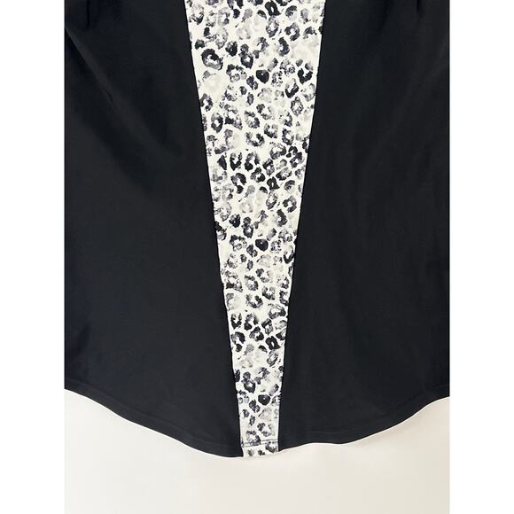Affriel & Tabbris Rash Guard Swim Top Short Sleeve Black White Animal Print 10 - Picture 7 of 9